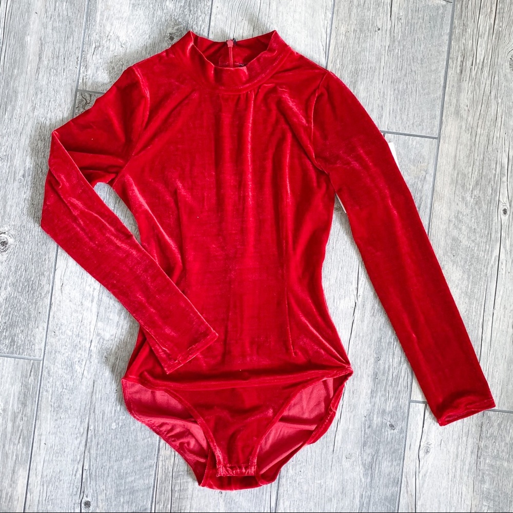 NWT COLLECTIF Red Velvet Bodysuit